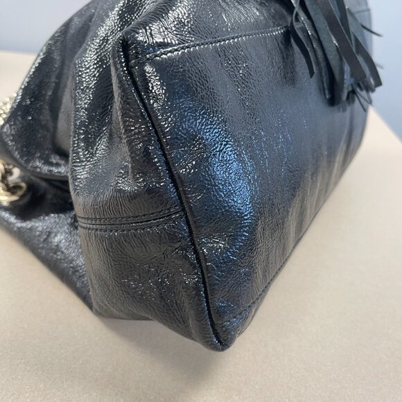 Gucci Black Patent Leather Interlocking G Soho Chain Tote Bag - Preowned - Picture 9 of 15